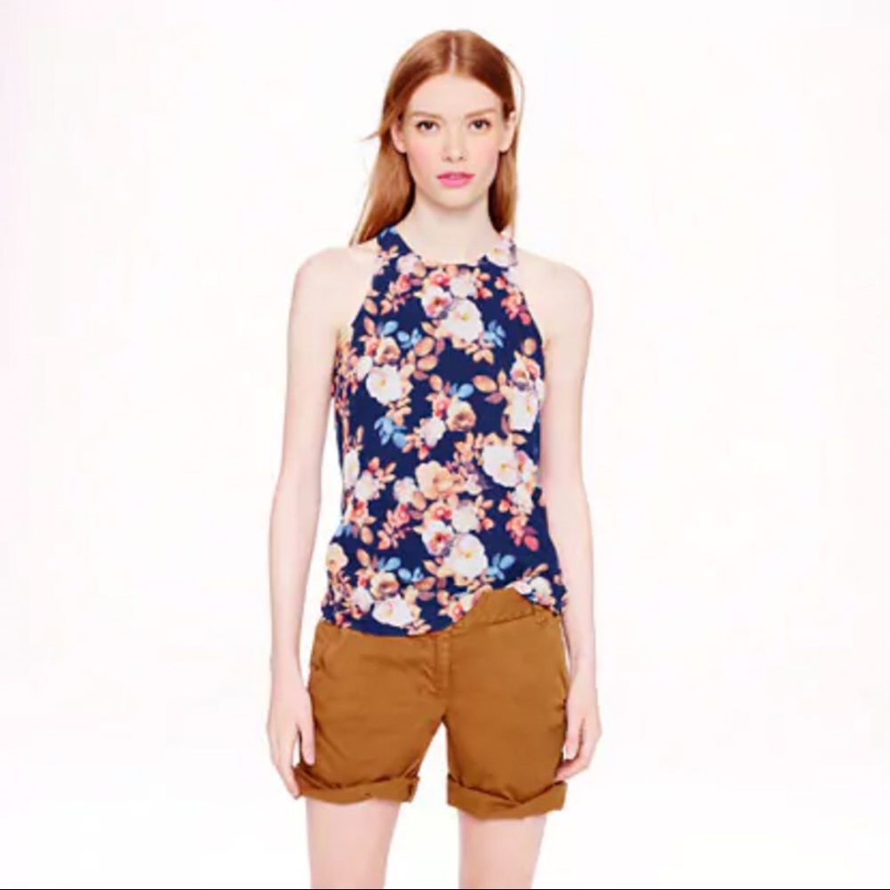 J. Crew Silk Racer Floral Tank